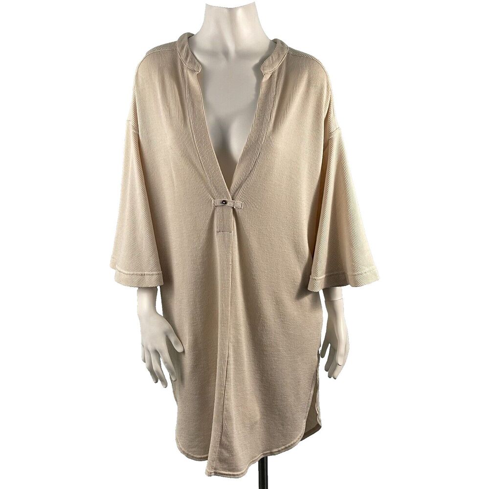 Free People FP Beach Bell Sleeve Tunic Dress Cover Up M Cream Summer Mumu